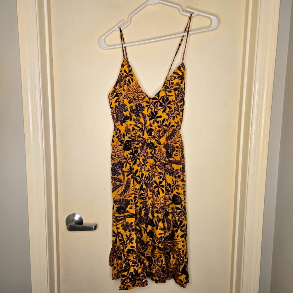 NWT RAGA Yellow and Black Spaghetti Strap Sundress